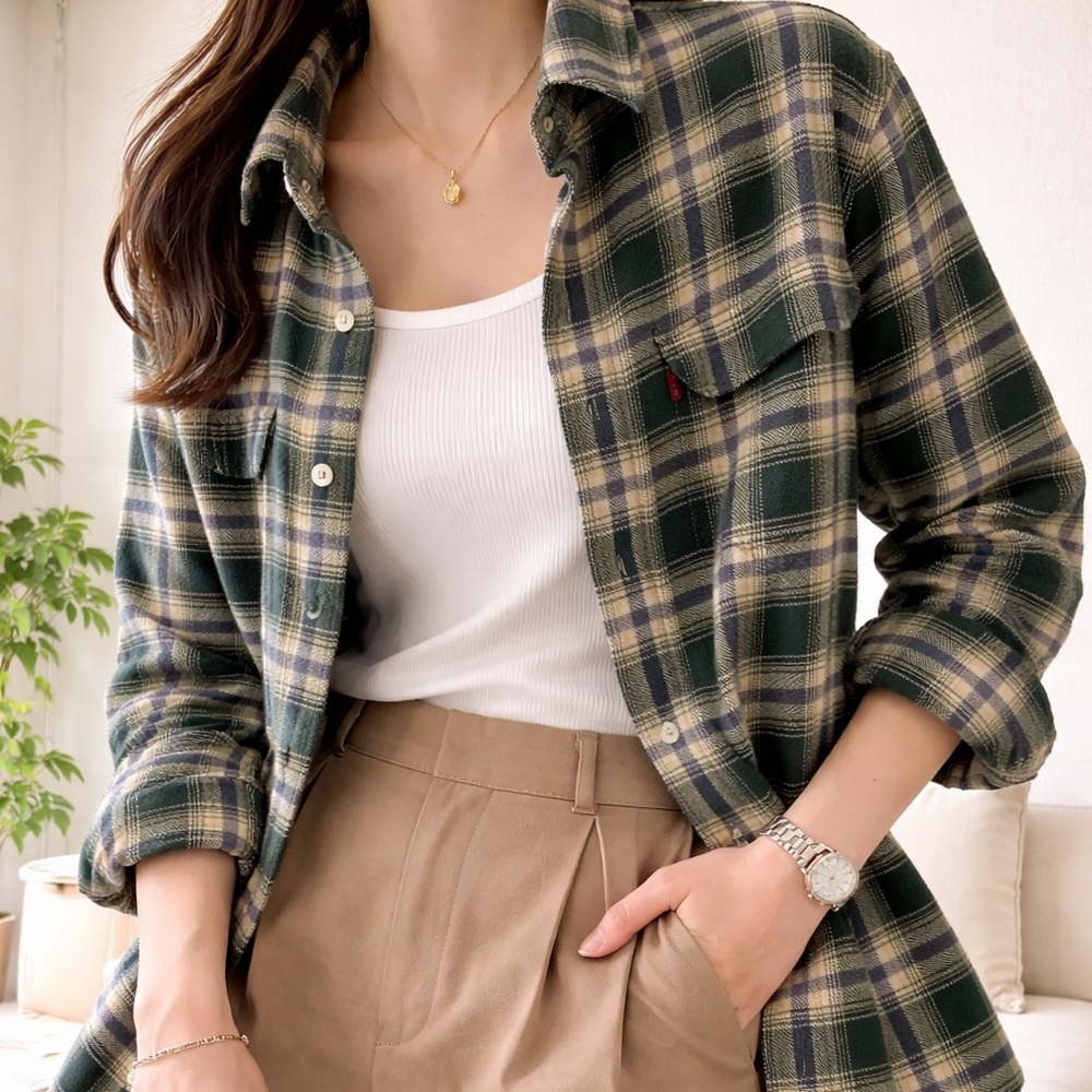 Levi's® Premium - Casual Button Down - Green - Relaxed - Small Shirt